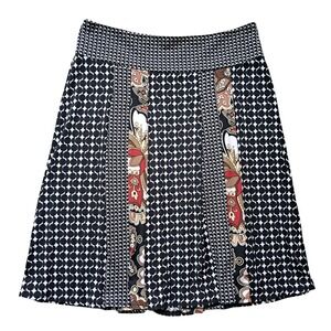 Christopher & Banks Black White Geometric Paisley A-Line Skirt Boho Size Medium